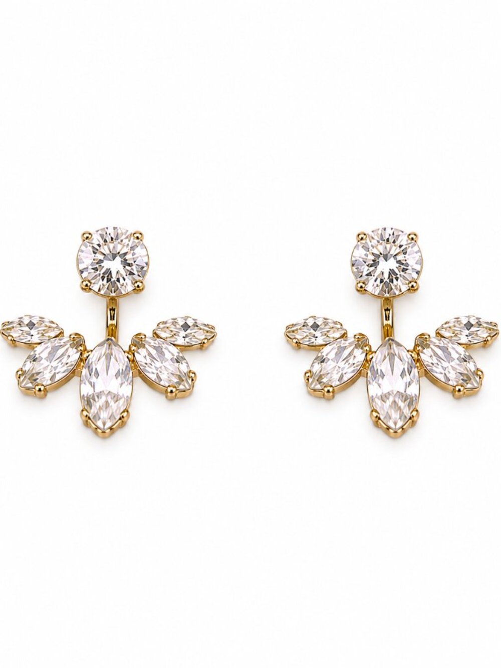 Marchesa Gold-Tone Clear Crystal Cluster Jacket Earrings - NWT